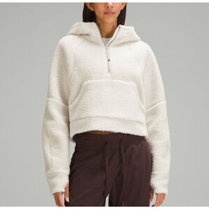 Lululemon 'Scuba' White Oversized Half-Zip Fleece Hoodie Size M